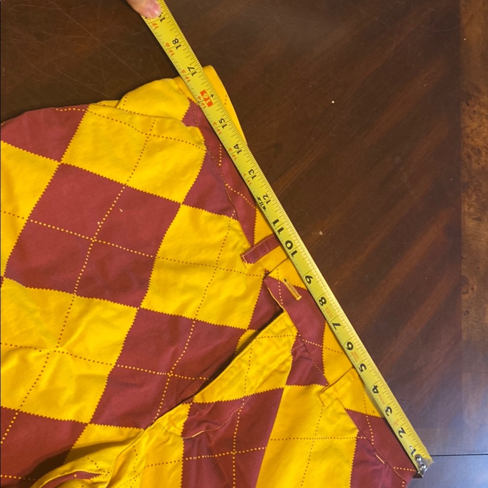 Loudmouth Mens Yellow and Maroon Checkered Shorts - Picture 4 of 6